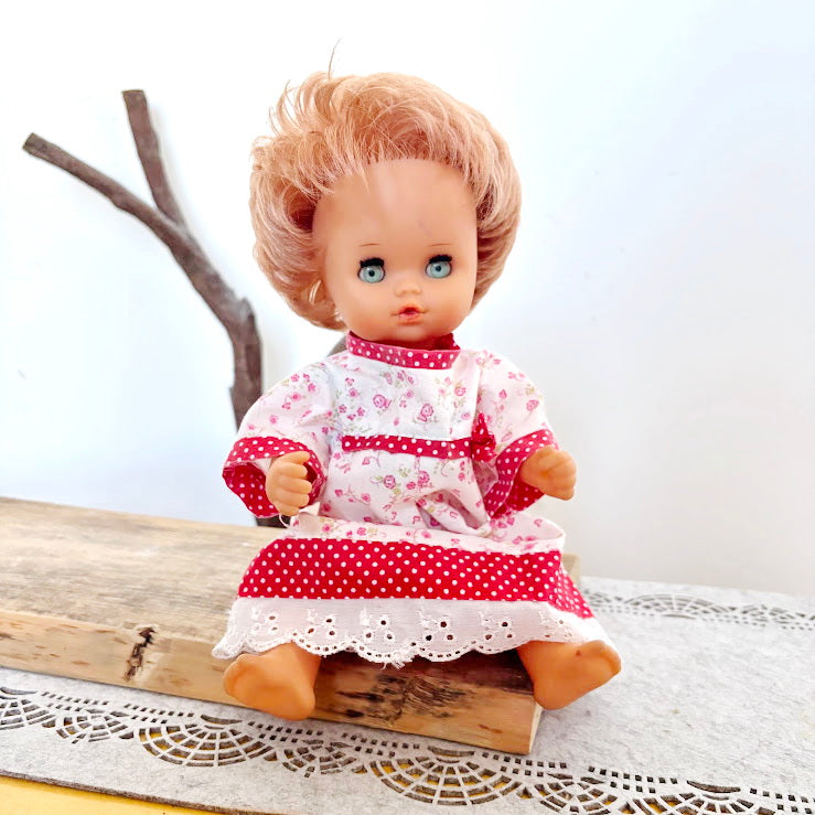 Vintage GDR Doll 14", Rauenstein Style East German Toy, Sleeping Eyes, 36cm, 1970s Retro Collectible, Mid-Century European Doll