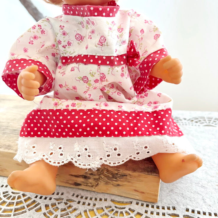 Vintage GDR Doll 14", Rauenstein Style East German Toy, Sleeping Eyes, 36cm, 1970s Retro Collectible, Mid-Century European Doll