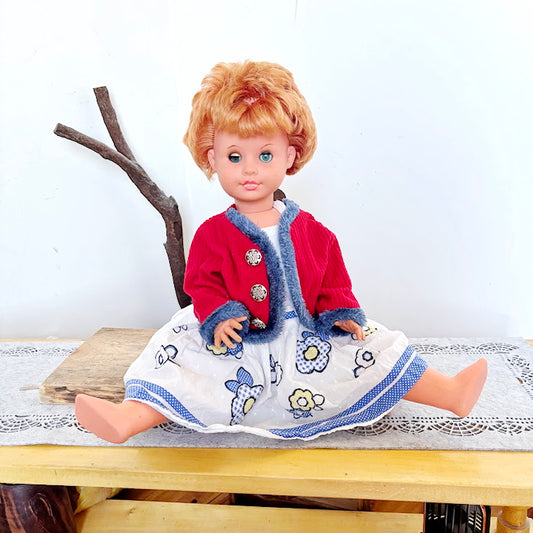 Vintage Large 60 cm Vinyl Doll 1970s Blonde Girl Retro Toy Collectible Display Doll Big Vintage Nursery Decor