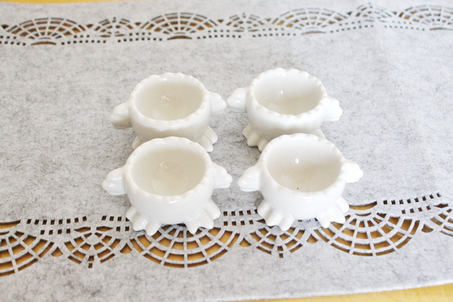 Set of 4 Vintage porcelain egg holders - 1.6x1.8 inches - Vintage Germany ceramic egg stand - 1980s