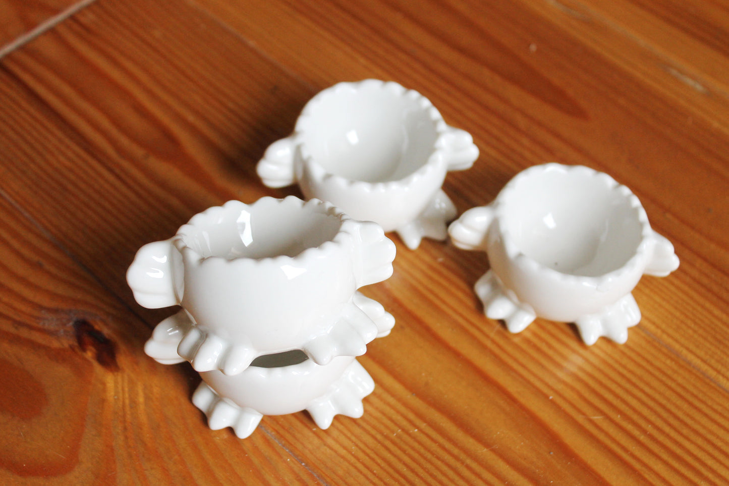 Set of 4 Vintage porcelain egg holders - 1.6x1.8 inches - Vintage Germany ceramic egg stand - 1980s