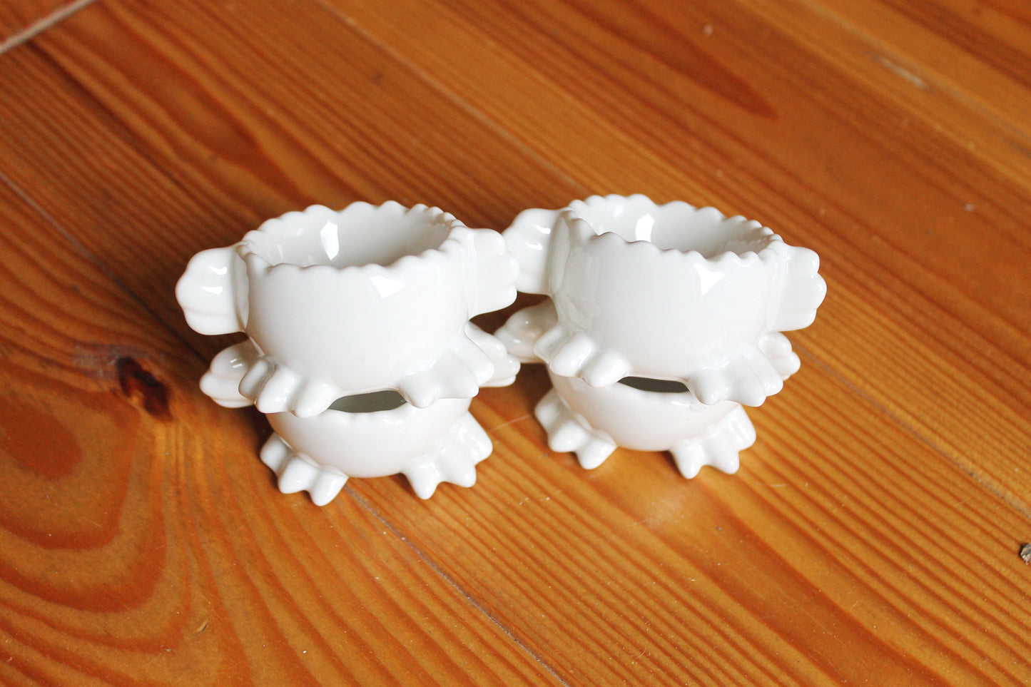 Set of 4 Vintage porcelain egg holders - 1.6x1.8 inches - Vintage Germany ceramic egg stand - 1980s