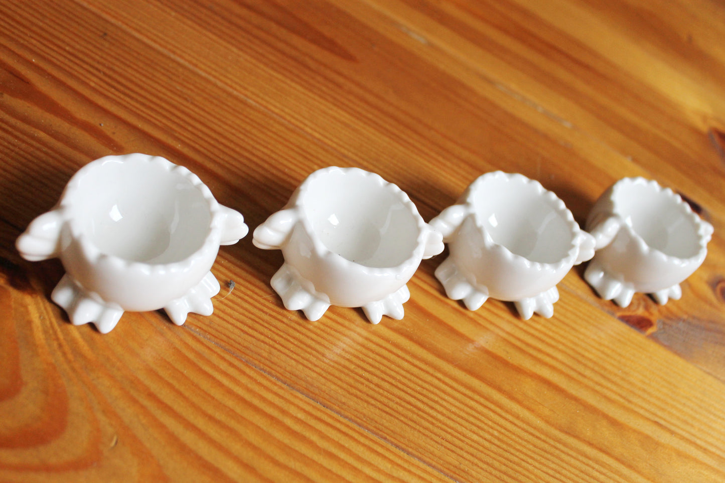 Set of 4 Vintage porcelain egg holders - 1.6x1.8 inches - Vintage Germany ceramic egg stand - 1980s