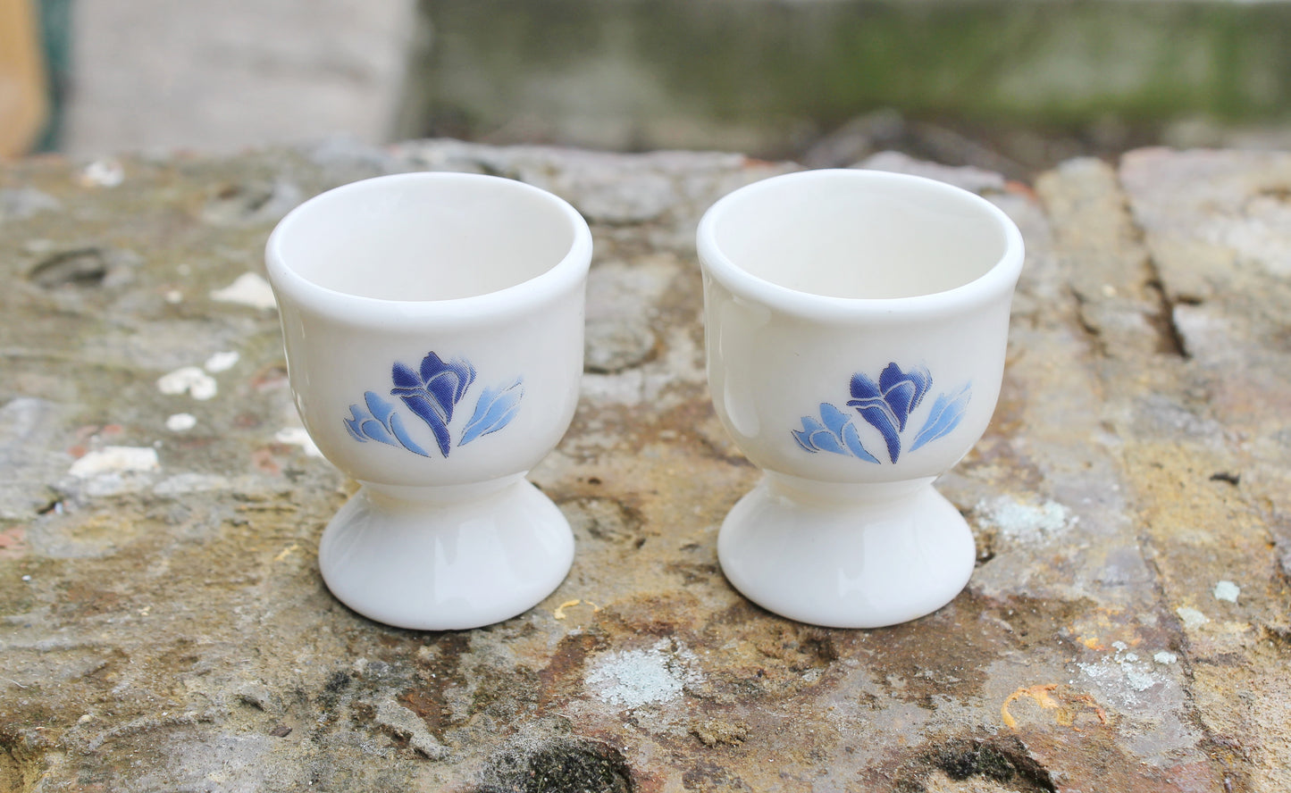 Set of two Vintage porcelain egg holders - 2.3 inches - Vintage Germany ceramic egg stand - 1980s