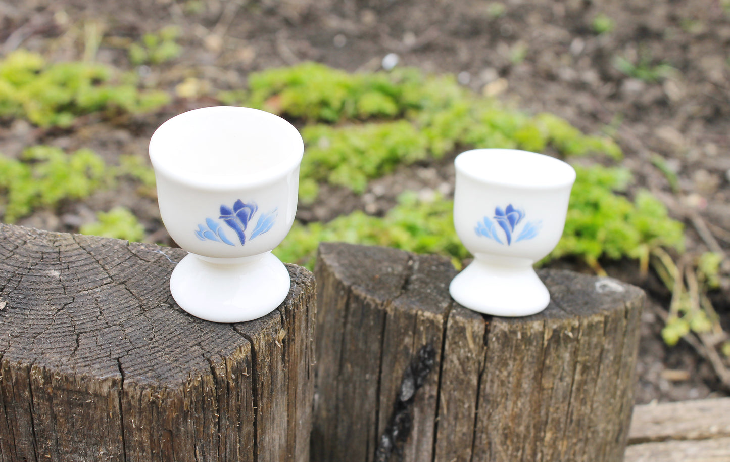 Set of two Vintage porcelain egg holders - 2.3 inches - Vintage Germany ceramic egg stand - 1980s