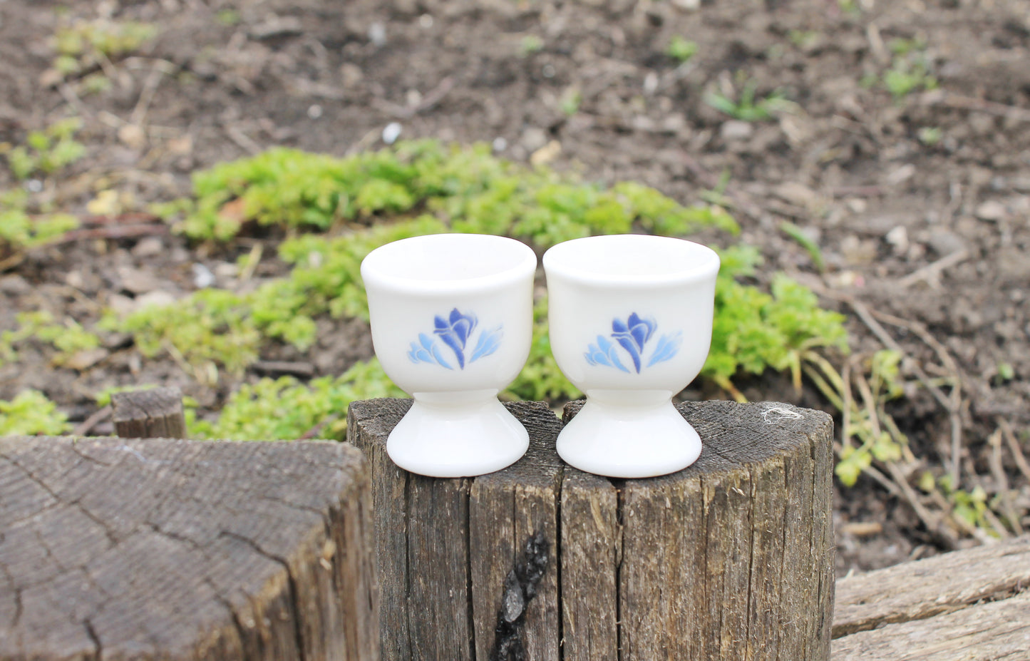 Set of two Vintage porcelain egg holders - 2.3 inches - Vintage Germany ceramic egg stand - 1980s