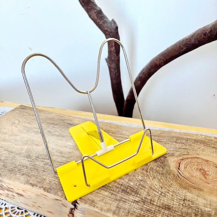 Vintage Yellow Metal Book Stand Retro Kitchen Cookbook Holder Soviet Era Desk Book Holder Minimalist Reading Stand