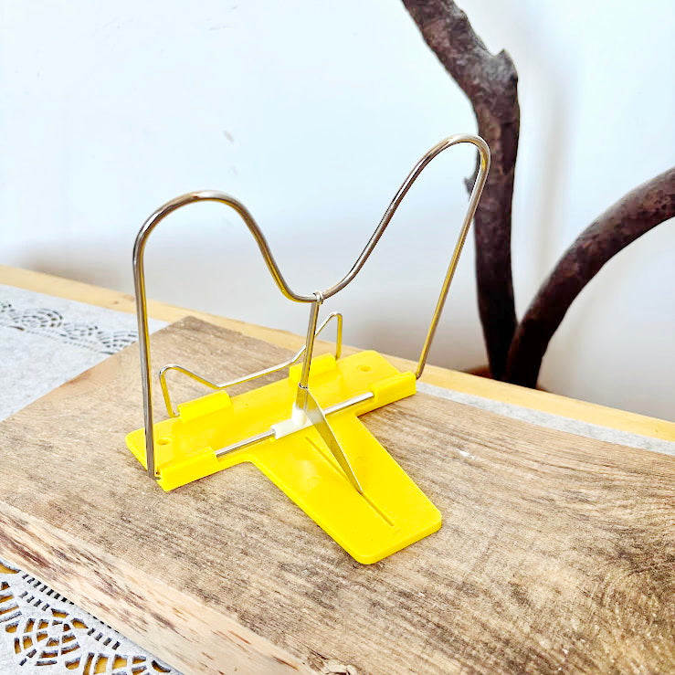 Vintage Yellow Metal Book Stand Retro Kitchen Cookbook Holder Soviet Era Desk Book Holder Minimalist Reading Stand