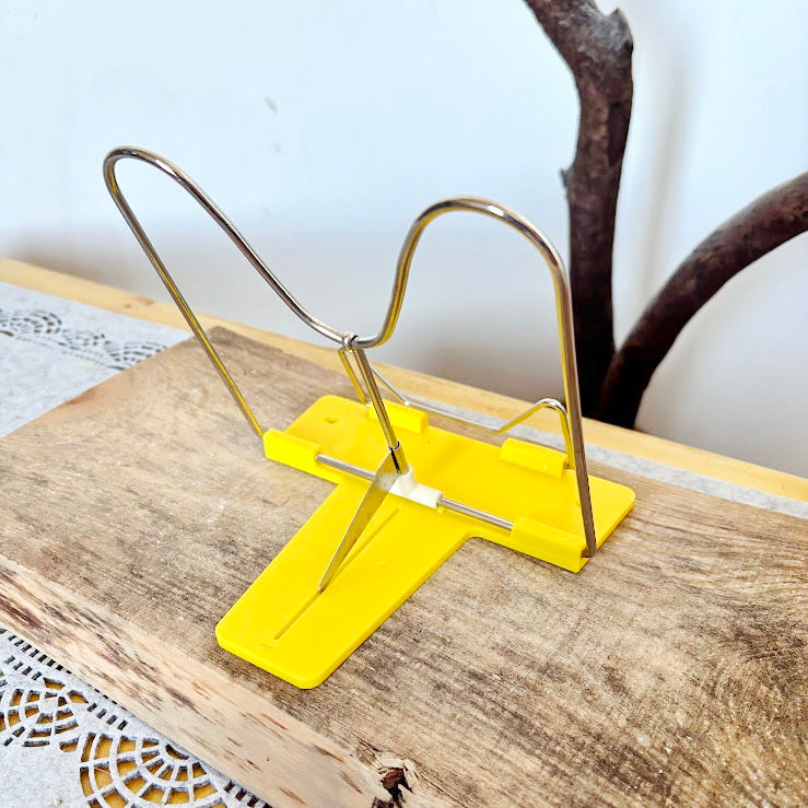 Vintage Yellow Metal Book Stand Retro Kitchen Cookbook Holder Soviet Era Desk Book Holder Minimalist Reading Stand