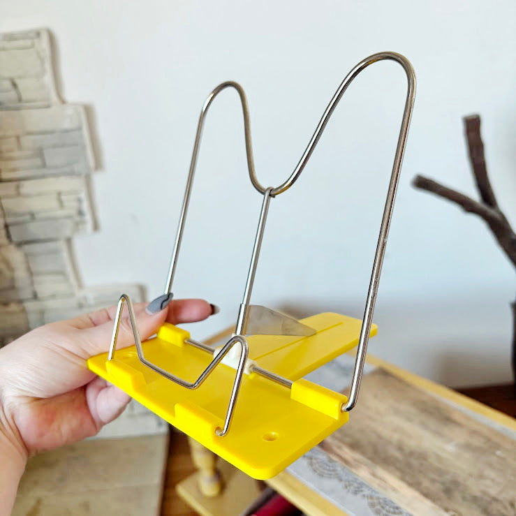 Vintage Yellow Metal Book Stand Retro Kitchen Cookbook Holder Soviet Era Desk Book Holder Minimalist Reading Stand