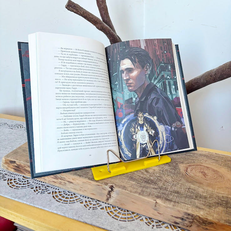 Vintage Yellow Metal Book Stand Retro Kitchen Cookbook Holder Soviet Era Desk Book Holder Minimalist Reading Stand