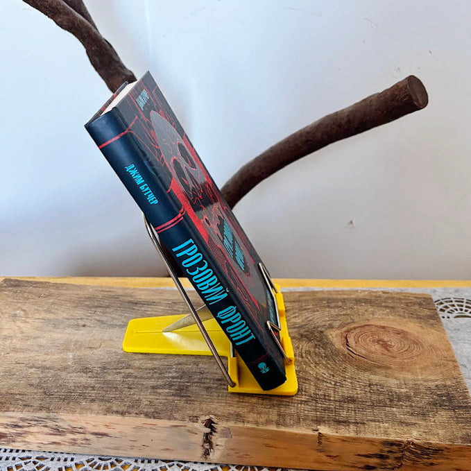 Vintage Yellow Metal Book Stand Retro Kitchen Cookbook Holder Soviet Era Desk Book Holder Minimalist Reading Stand