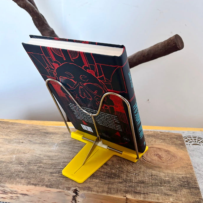 Vintage Yellow Metal Book Stand Retro Kitchen Cookbook Holder Soviet Era Desk Book Holder Minimalist Reading Stand