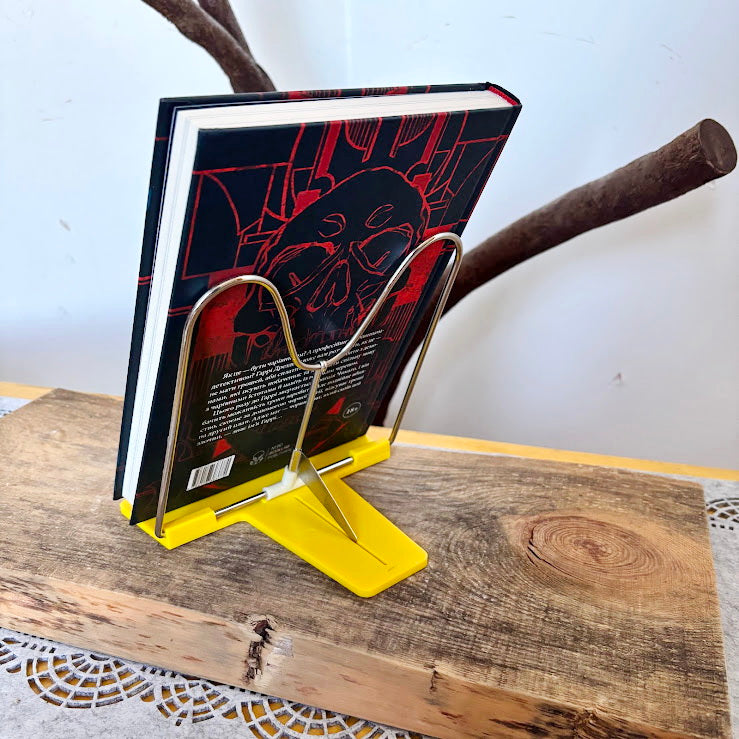 Vintage Yellow Metal Book Stand Retro Kitchen Cookbook Holder Soviet Era Desk Book Holder Minimalist Reading Stand