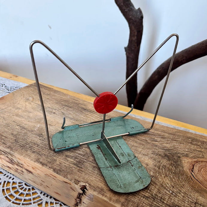 Vintage Metal Book Stand Adjustable Reading Holder, Retro Cookbook Display Stand, Mid Century Desk Book Rest - 7 inches