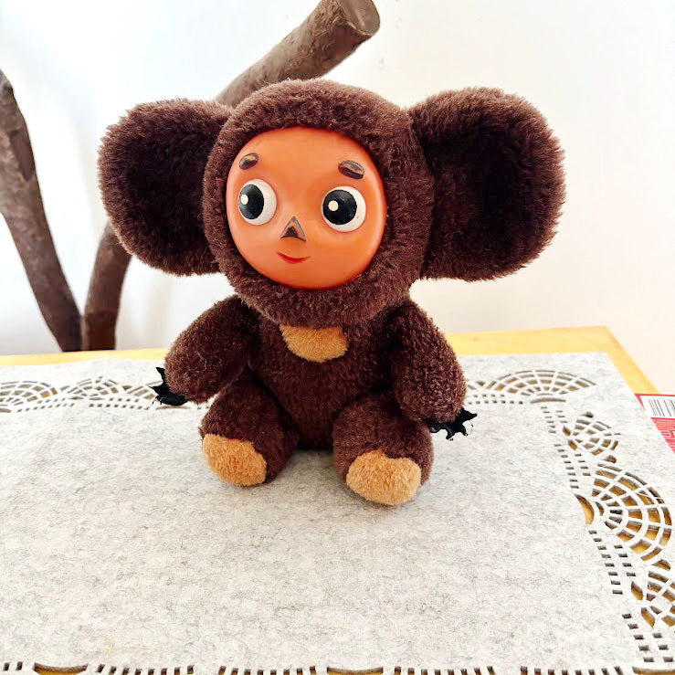 Vintage Cheburashka Plush Toy 1990s Soviet Cartoon Character Stuffed Animal Retro Collectible Doll 7.5 Inches