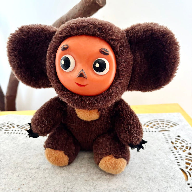 Vintage Cheburashka Plush Toy 1990s Soviet Cartoon Character Stuffed Animal Retro Collectible Doll 7.5 Inches