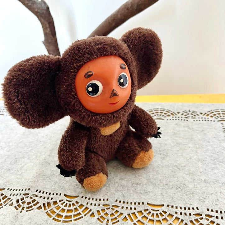 Vintage Cheburashka Plush Toy 1990s Soviet Cartoon Character Stuffed Animal Retro Collectible Doll 7.5 Inches