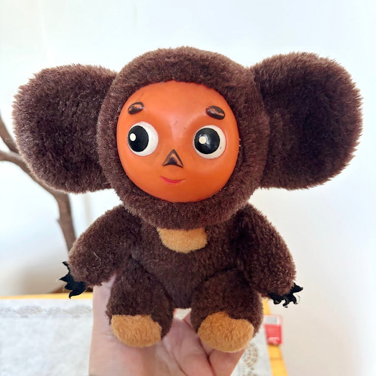 Vintage Cheburashka Plush Toy 1990s Soviet Cartoon Character Stuffed Animal Retro Collectible Doll 7.5 Inches