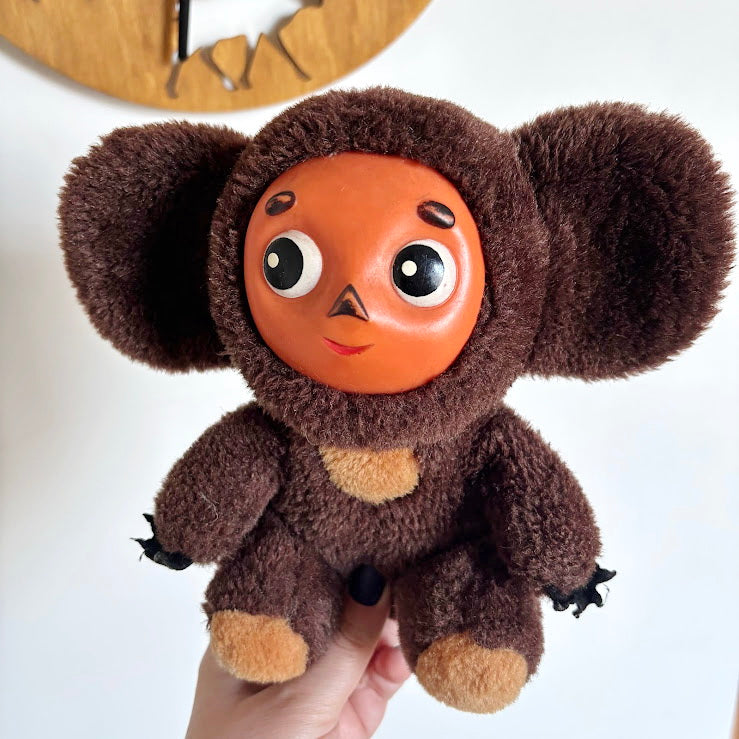 Vintage Cheburashka Plush Toy 1990s Soviet Cartoon Character Stuffed Animal Retro Collectible Doll 7.5 Inches