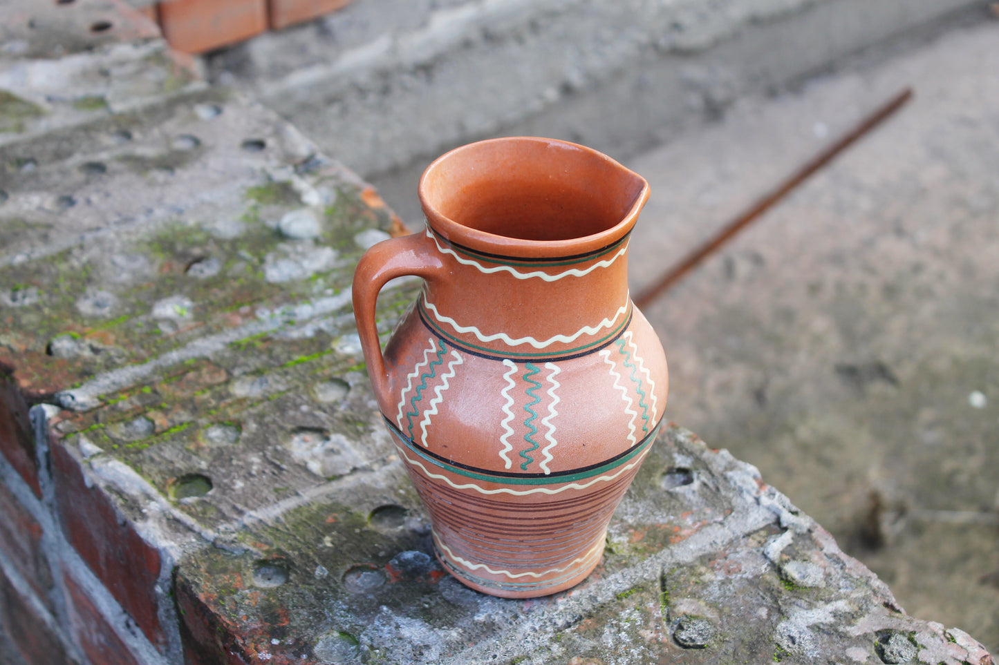 Clay jug - Vintage big Ceramic Pottery Clay Pot - 7 inches- Old Brown Pots Ukrainian traditional jug - handmade pottery jug - 1960s