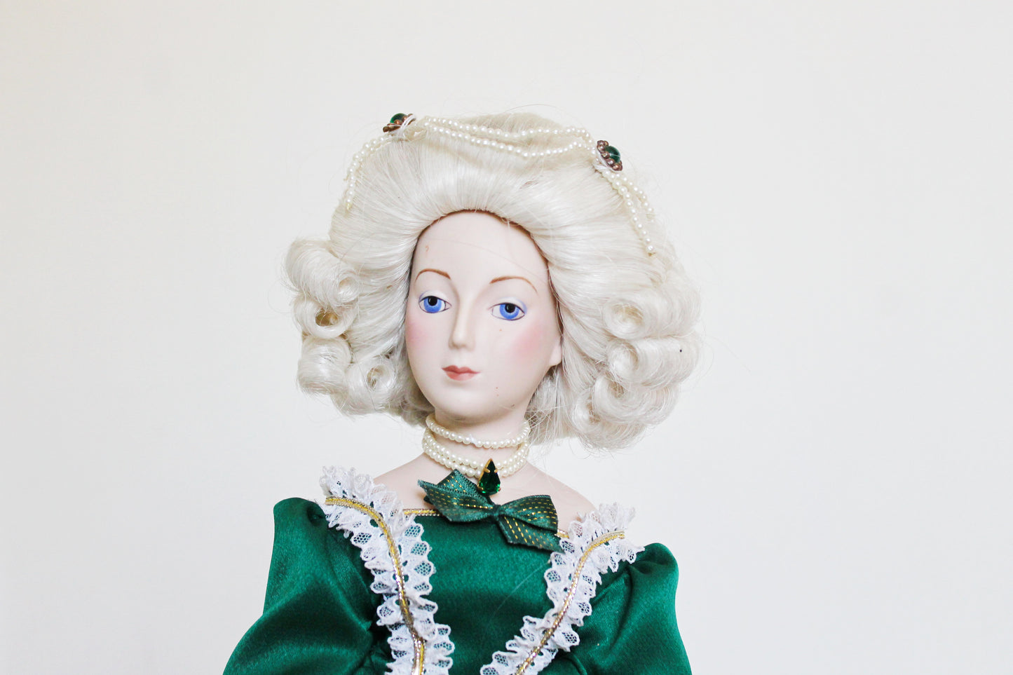 Beautiful Vintage porcelain Germany doll on a stand - Court Lady - 18 inches - Collectible doll - 1970-1980s