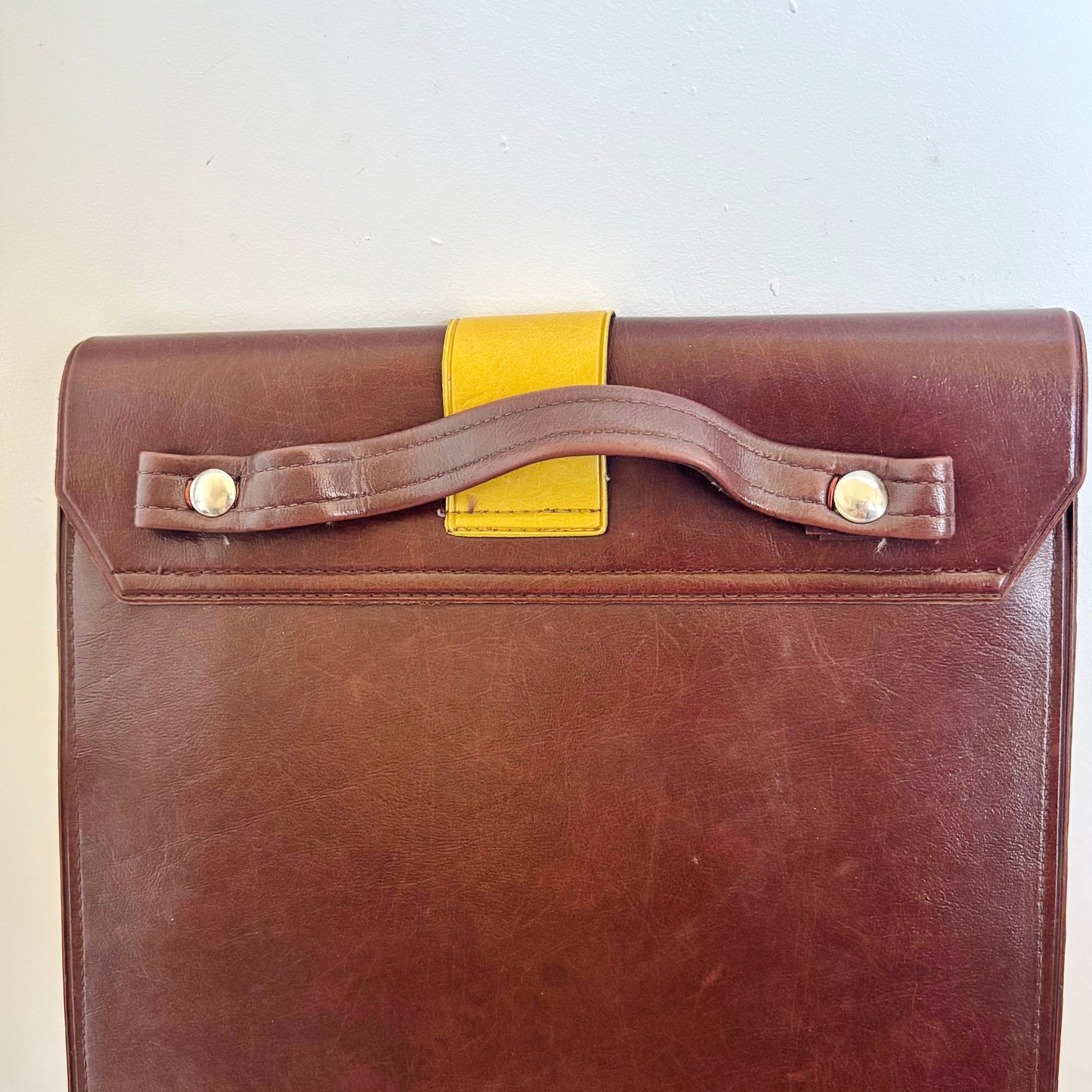 Vintage Traffic Police Briefcase Yellow Brown Satchel Retro Driving School Bag 12.6x11.4 in Unique Soviet Era Carry Case