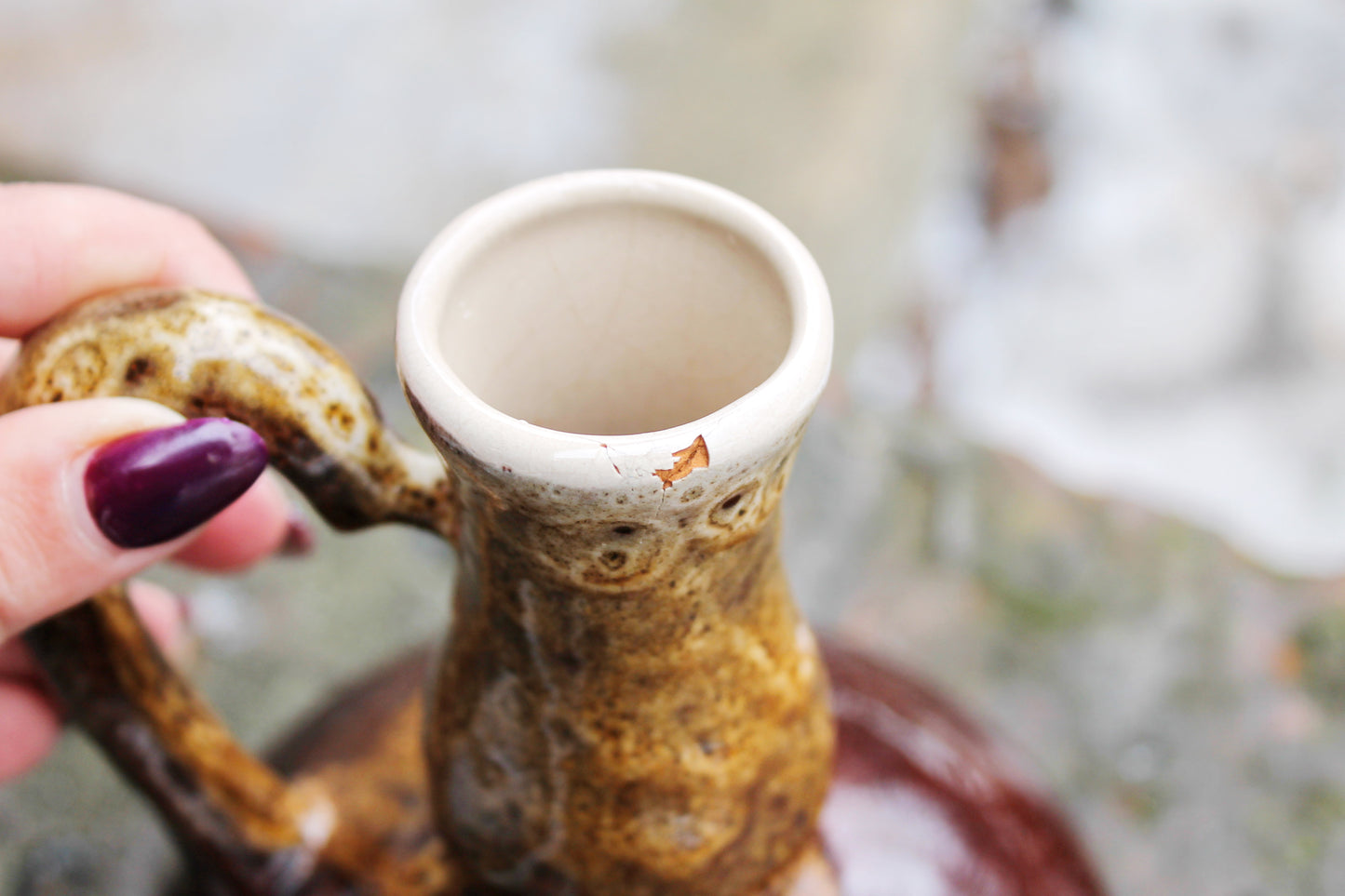 Clay bottle - Vintage Ceramic Pottery Clay bottle - 7 inches- Brown Pots Ukrainian traditional jug - handmade pottery jug - 1990s