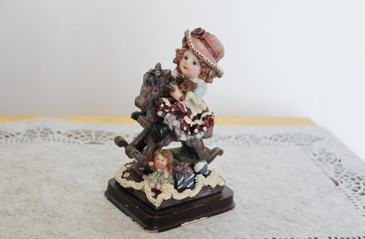 Vintage figurine made of gypsum - Little girl on a horse - vintage decor - 1990s - vintage figurine - collectible gift
