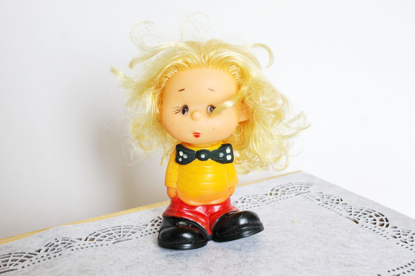 Soviet Rubber Toy 7.5 inches - A Boy - Cartoon personage - Vintage USSR Toy - 1980s