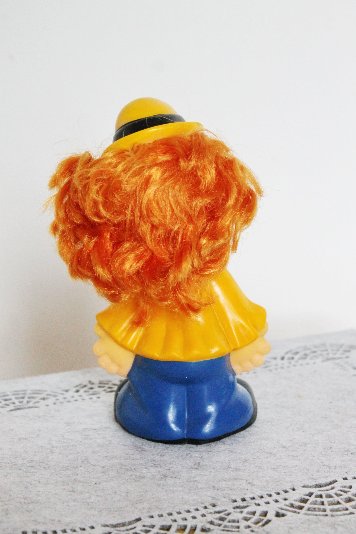 Soviet Rubber Toy 7.9 inches - A Clown (yellow-blue) - Vintage USSR Toy - Soviet character from the circus - 1980s