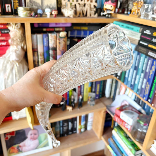 Vintage USSR crystal drinking horn 10.6 inches - Wine drinking horn. Soviet vintage Horn Crystal glass - 1970s