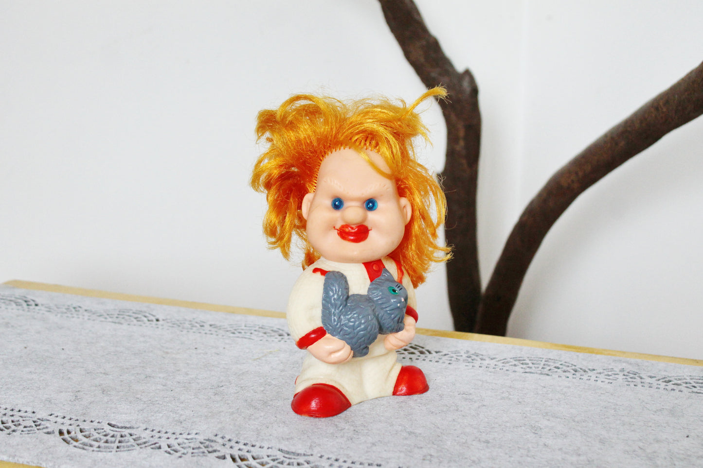 Soviet Rubber Toy 6.3 inches - A Clown with a cat - Vintage USSR Toy - Soviet character from the circus - 1980s