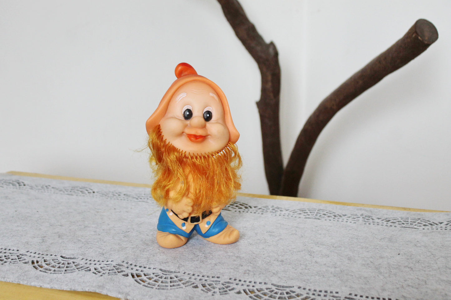 Soviet Rubber Toy 7.9 inches - A Gnome - A Dwarf - Vintage USSR Toy - 1980s