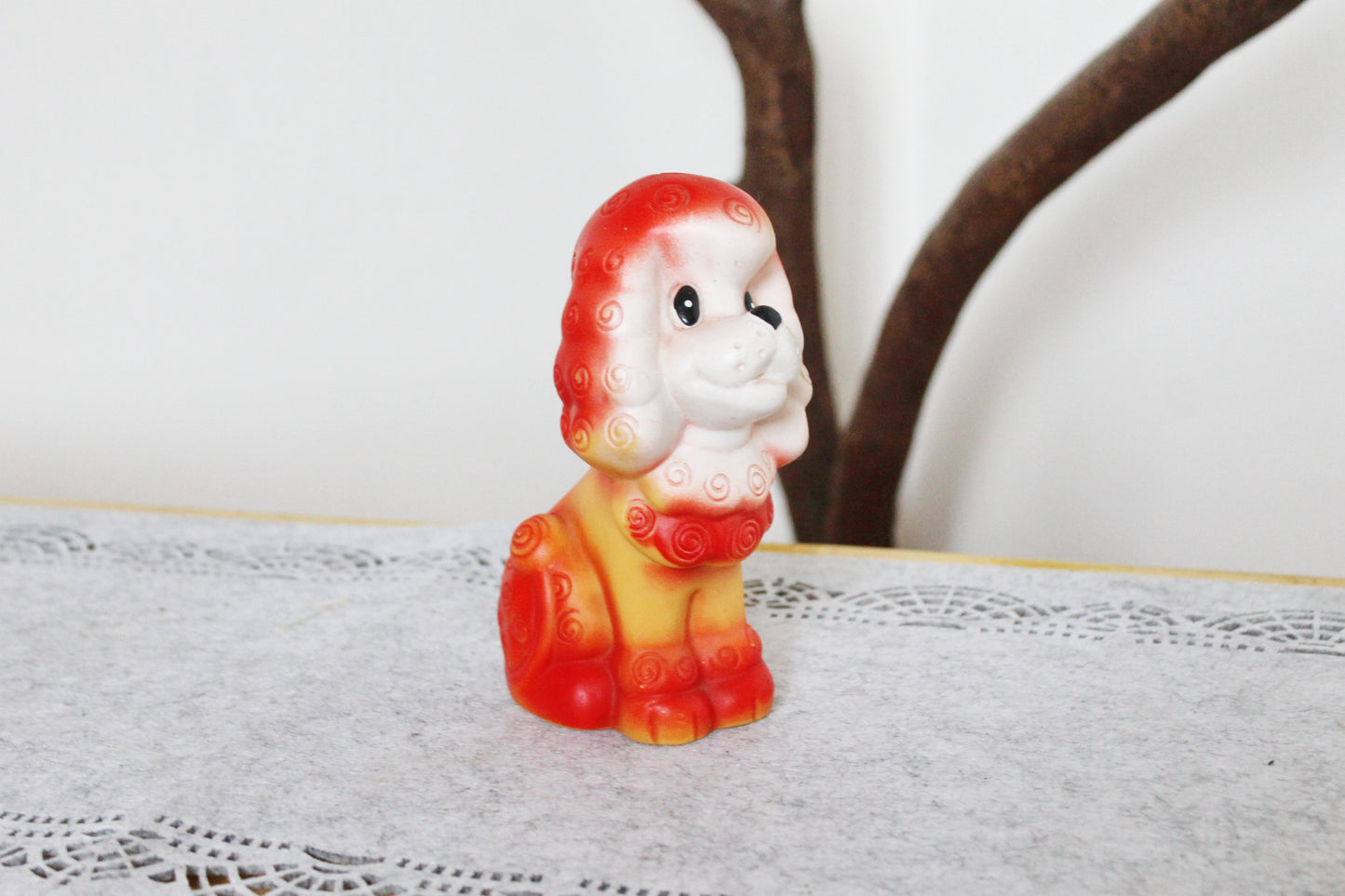 Soviet Rubber Toy 5.9 inches - Puppy poodle rubber soft toy - Old children's toys dog - Vintage USSR Toy - 1980s