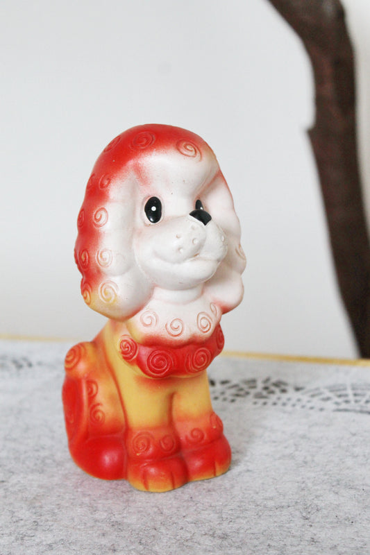 Soviet Rubber Toy 5.9 inches - Puppy poodle rubber soft toy - Old children's toys dog - Vintage USSR Toy - 1980s