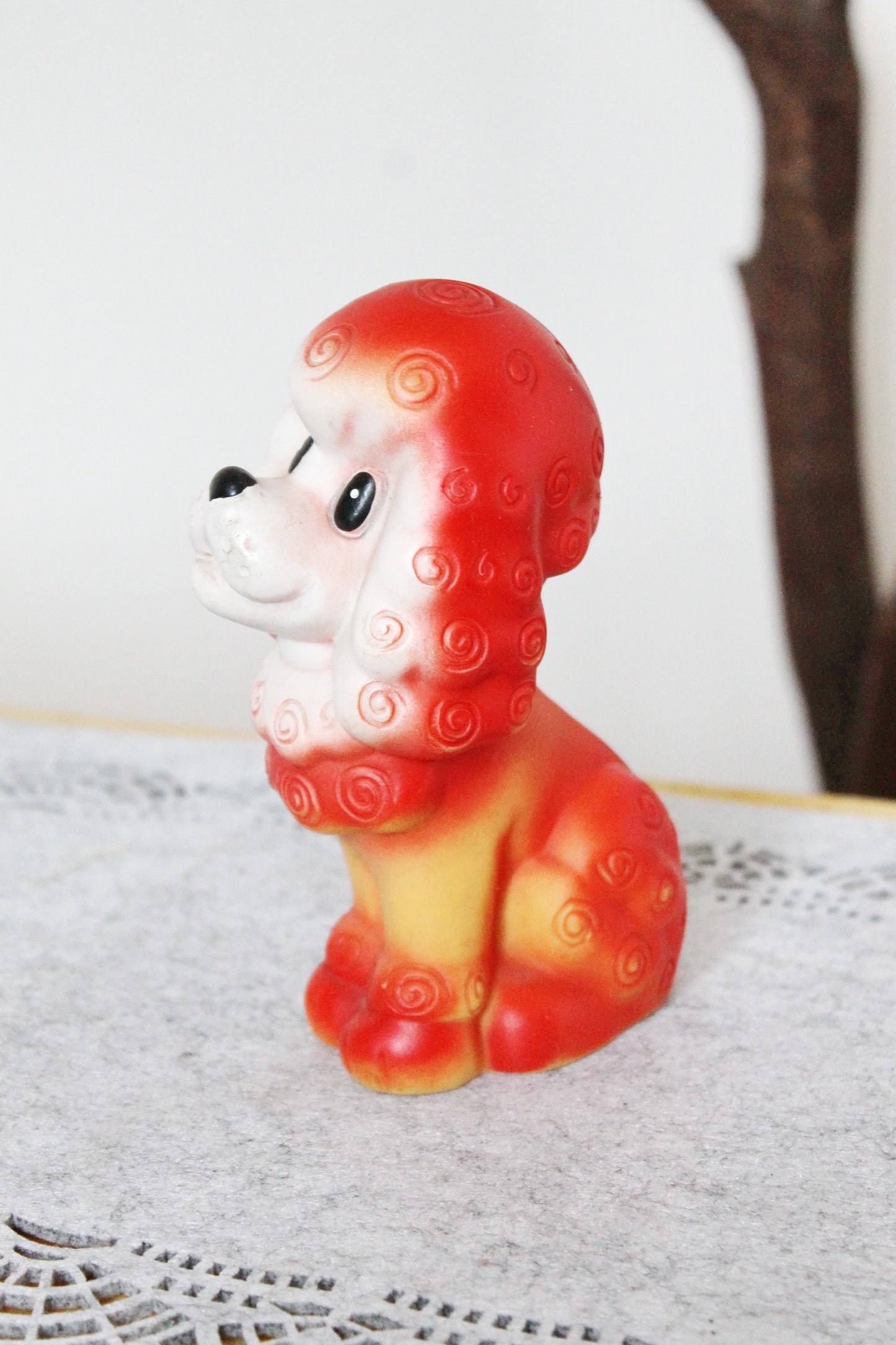 Soviet Rubber Toy 5.9 inches - Puppy poodle rubber soft toy - Old children's toys dog - Vintage USSR Toy - 1980s