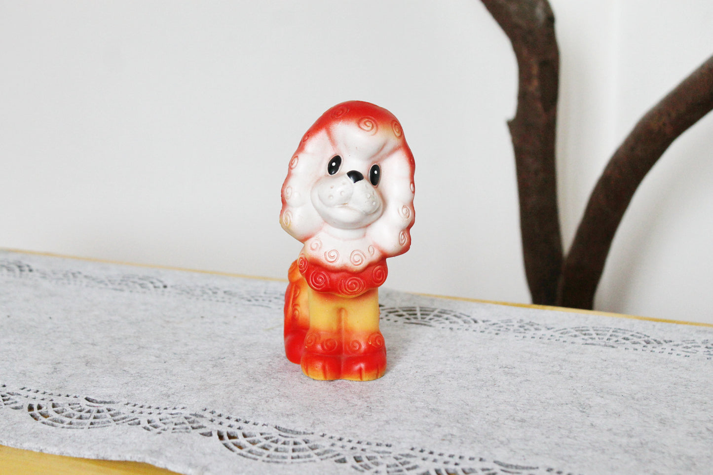 Soviet Rubber Toy 5.9 inches - Puppy poodle rubber soft toy - Old children's toys dog - Vintage USSR Toy - 1980s