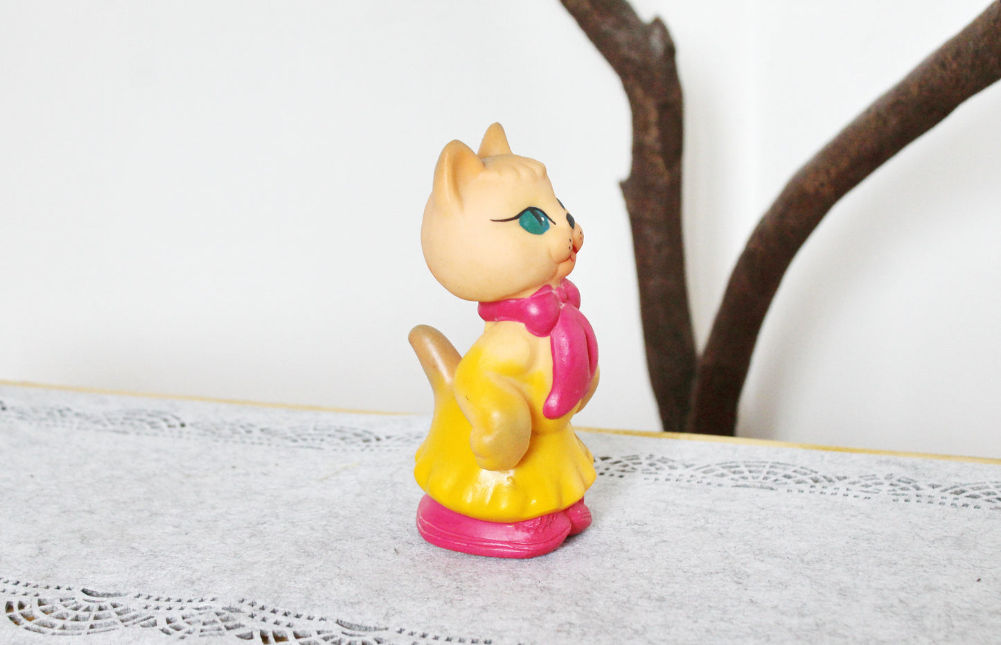 Soviet Rubber Toy 6.7 inches - Cute Kitty - Vintage USSR Toy - 1980s