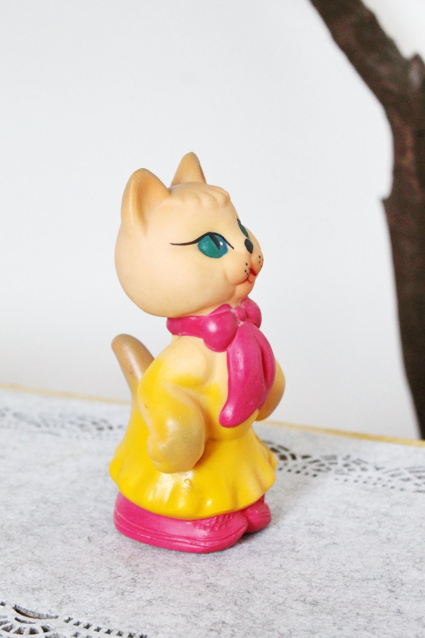 Soviet Rubber Toy 6.7 inches - Cute Kitty - Vintage USSR Toy - 1980s