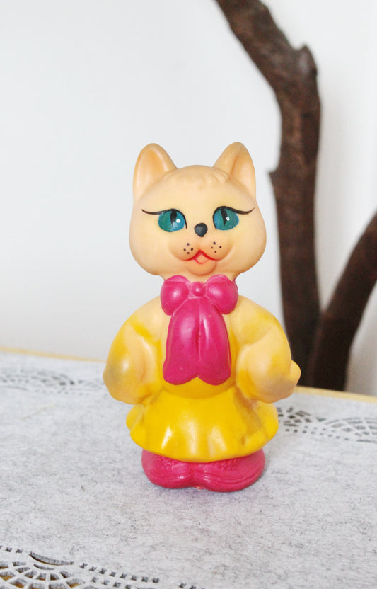 Soviet Rubber Toy 6.7 inches - Cute Kitty - Vintage USSR Toy - 1980s