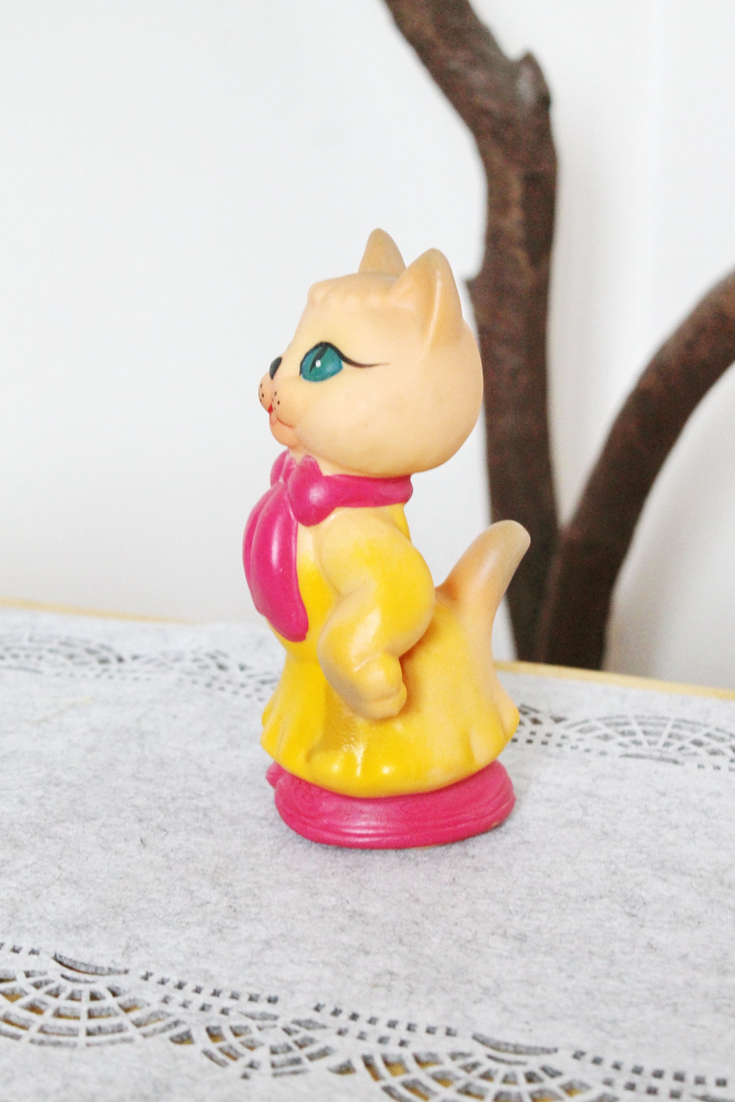 Soviet Rubber Toy 6.7 inches - Cute Kitty - Vintage USSR Toy - 1980s