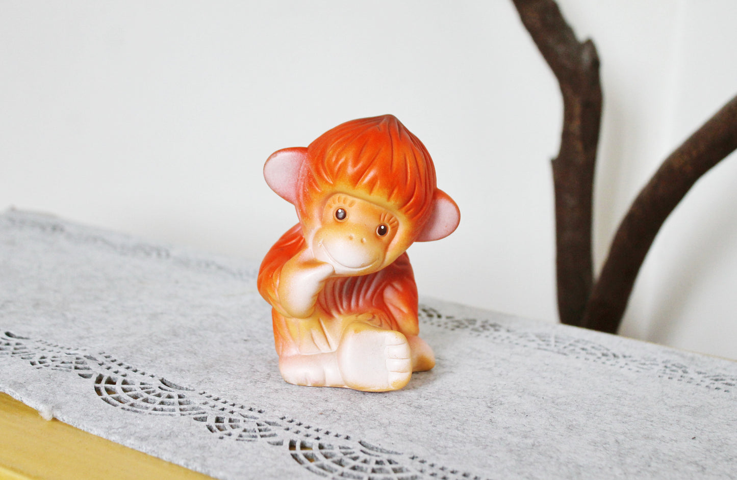 Soviet Rubber Toy 5.1 inches - Monkey rubber soft toy - Old children's toys monkey- Vintage USSR Toy - 1980s