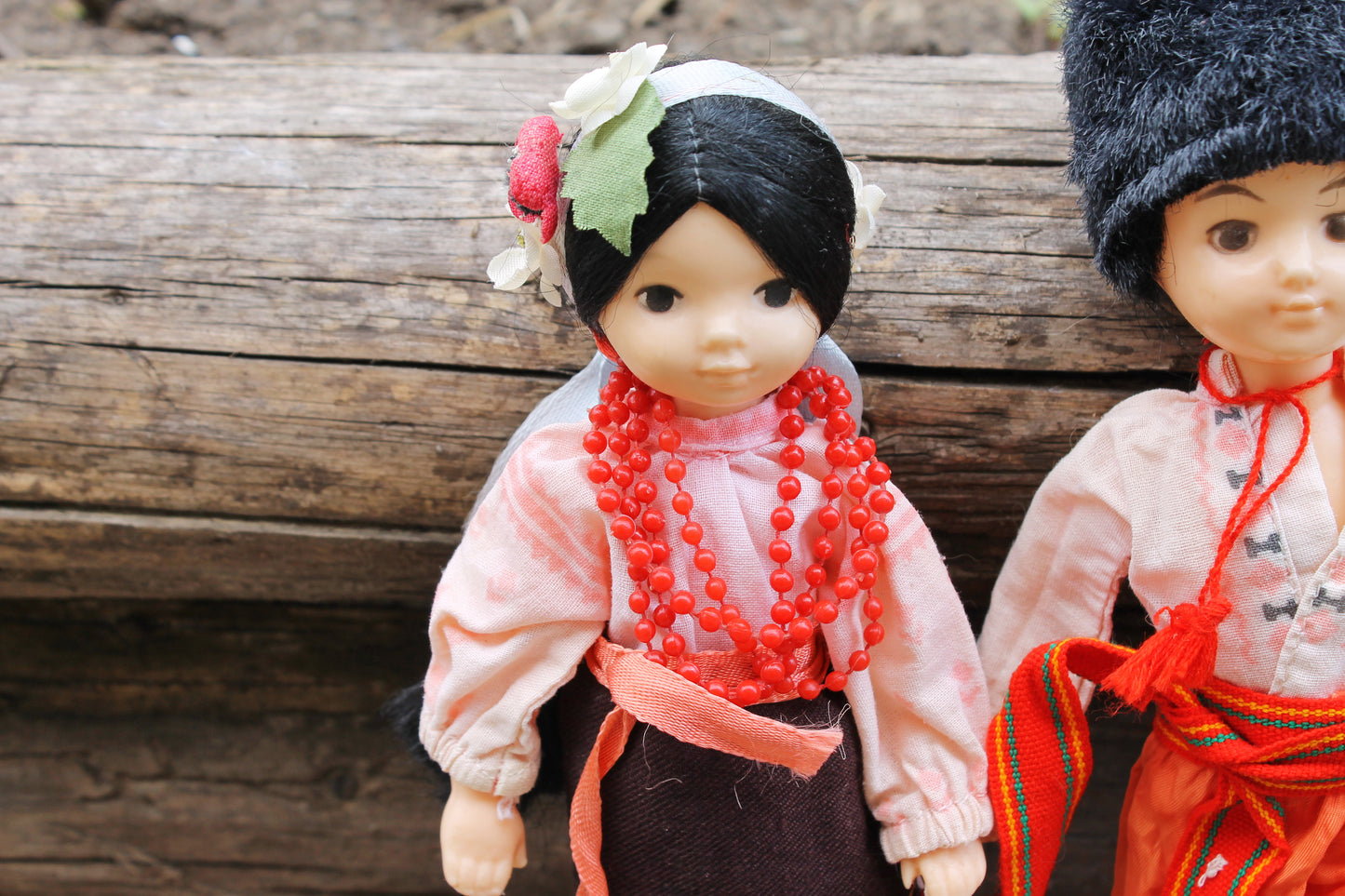 Ukrainians dolls in national costumes - set of two boy and girl dolls - vintage dolls - Ukrainian USSR doll - Collectible doll - 1970