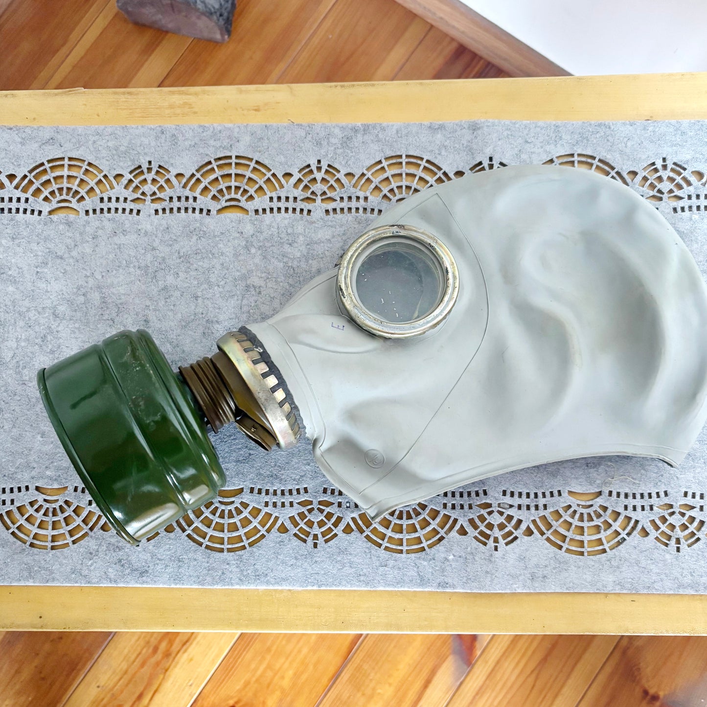 Vintage GP-5 Gas Mask With Bag Soviet Civil Defense Respirator Collectible Military Prop Display Piece