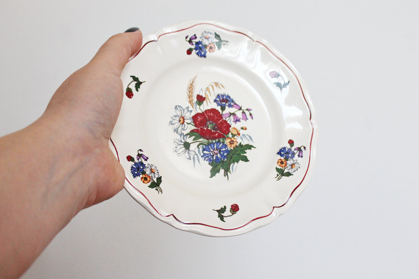 Beautiful vintage ceramic two plates with flowers - French Antique EARTHWARE Plate - Made by Sarreguemines DIGION in "Agreste" Motif - 1920s