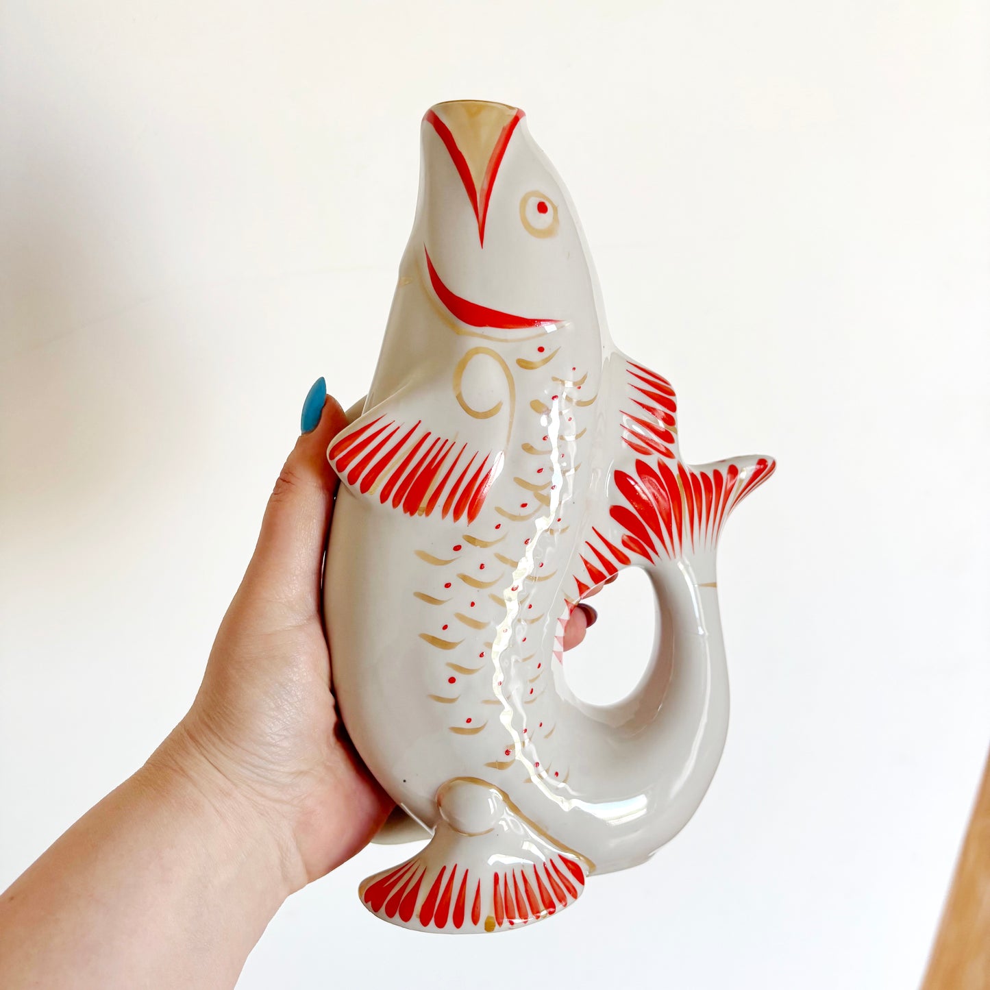 Vintage Fish Decanter Set Soviet Carp Family Baramidze Ceramic Liquor Set 5 Cups USSR Mid Century Kitsch Barware Gift - 008