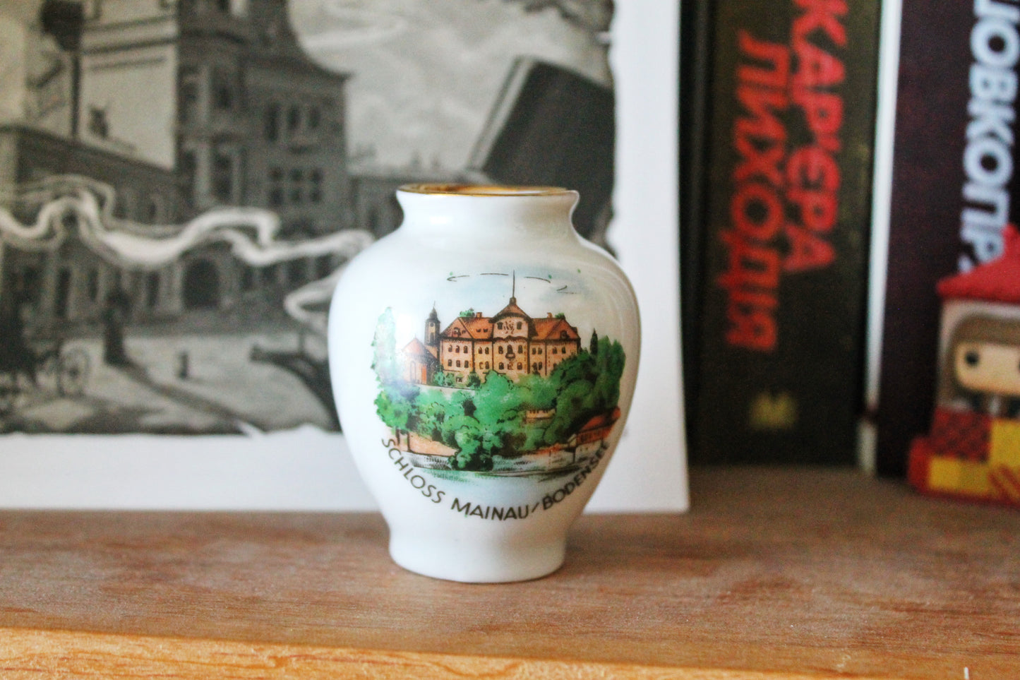 Vintage porcelain small mini vase - Mainau Castle Lake Constance - 2.4 inches - made in Germany - cute vintage mini vase - 1980s