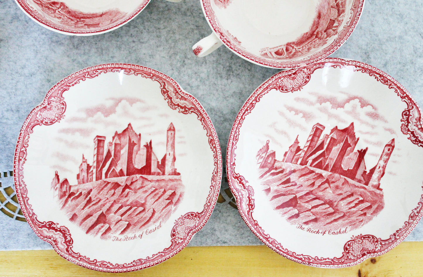 Vintage Tea Set Johnson Bros England PINK Old Britain Castles - made in England