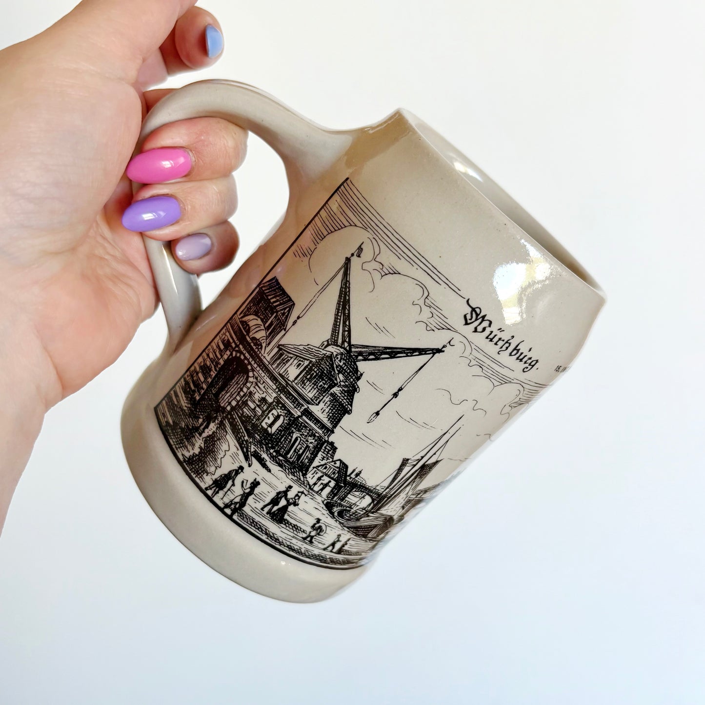Vintage German Beer Stein 1988 Bavaria Schedel Porcelain Mug, Würzburg Souvenir Tankard, Unterdürrbach Wandertage